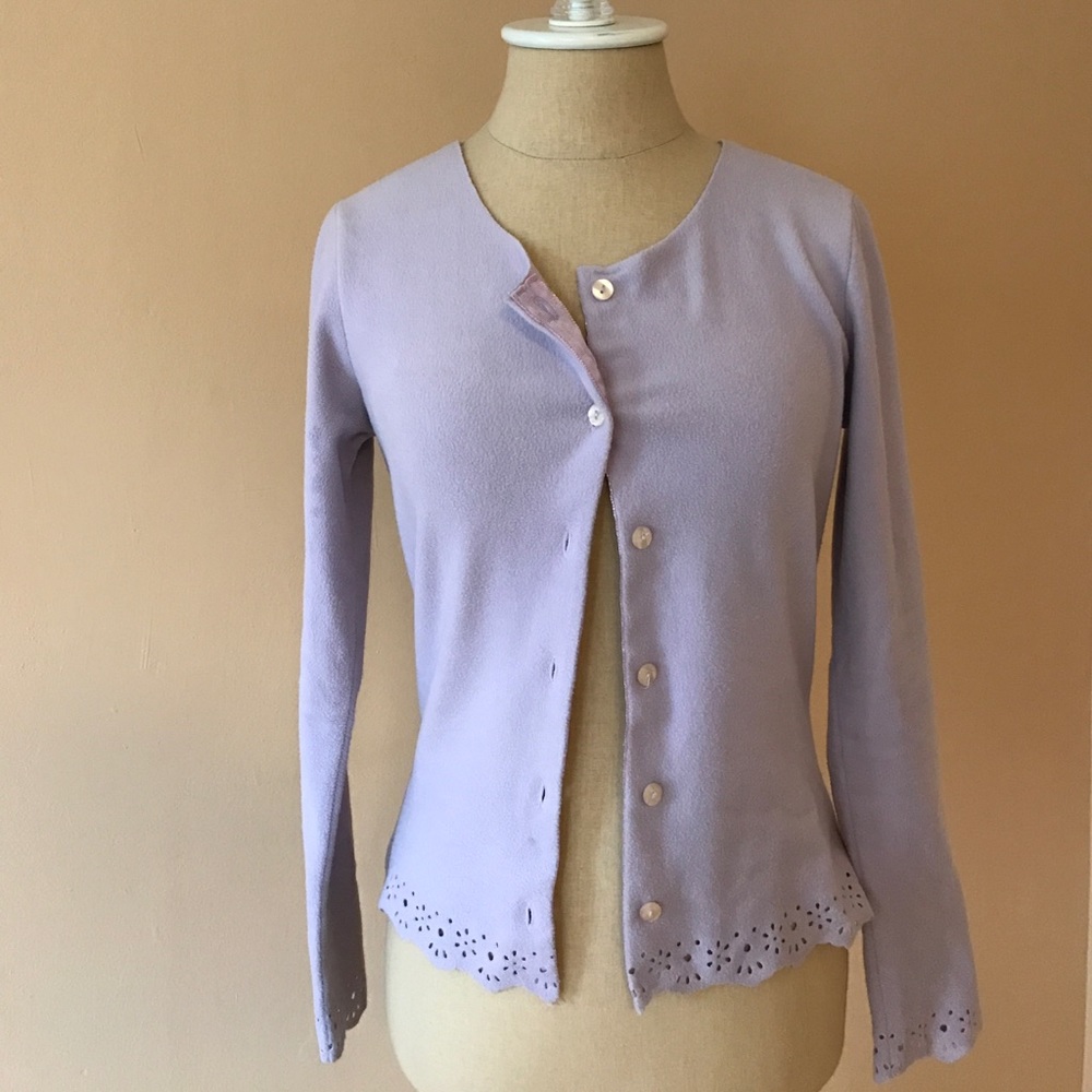 Lavender Fleece Top with Laser Perforation Details